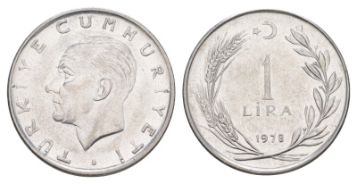 Турция 1 лира 1978 Кемаль Ататюрк KM 889a.2 нержавеющая сталь 4648-755