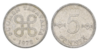 Финляндия 5 пенни 1978 KM 45a алюминий 4647-311