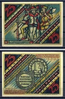 Падерборн 25 пфеннигов 1922 DeNG 1/2 1043.3-1/5
 бумага UNC (пресс) 7556-26-4-1