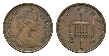 Великобритания 1 пенни 1974 Елизавета II (1952-2022) KM 915, Spink 4237 (B1) бронза 4614-341