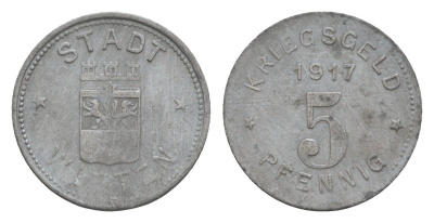 Виттен 5 пфеннигов 1917 Funck 604.1A цинк 4659-232