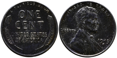США 1 цент 1943 S (Сан-Франциско), Авраам Линкольн KM 132 a сталь плакированная цинком 4392-368