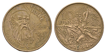 Франция 10 франков 1984 200 лет со дня рождения Франсуа Рюда KM 954 никель латунь 4118-924