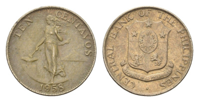 Филиппины 10 сентаво 1958 KM 188 медь цинк никель 4668-662