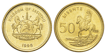 Лесото 50 лисенте 1998 KM 65 сталь плакированная латунью UNC 4617-444
