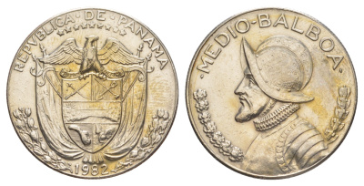 Панама 1/2 бальбоа (50 сентесимо) 1982 KM 12b медь плакированная медно-никелем 4645-121