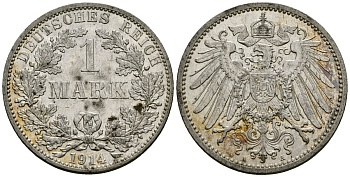 Германия 1 марка 1914 A KM 14 серебро 4172-446