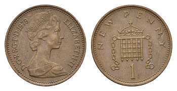 Великобритания 1 пенни 1979 Елизавета II (1952-2022) KM 915, Spink 4237 (B1) бронза 4697-951