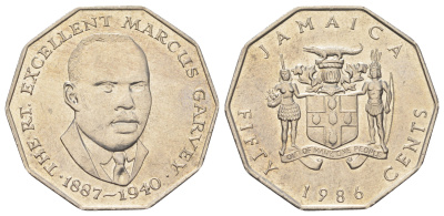 Ямайка 50 центов 1986 KM 65 медно-никель UNC 4590-1014
