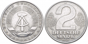 ГДР 2 марки 1957 А KM 14 алюминий 51-1533