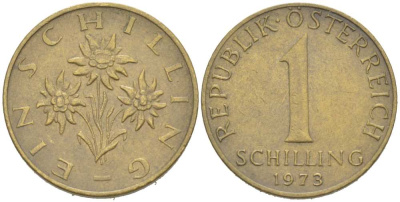 Австрия 1 шиллинг 1973 KM 2886 алюминиевая бронза 217-437