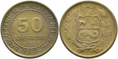 ПЕРУ 50 СОЛЕЙ 1981 KM 273 алюминиевая бронза 111-146