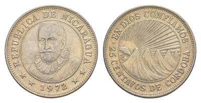 Никарагуа 25 сентаво 1972 KM 18.3 медно-никель aUNC 4641-257