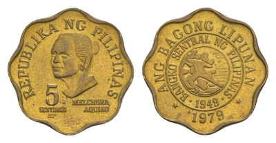 Филиппины 5 сентимо 1979 KM 225 латунь UNC 4649-214
