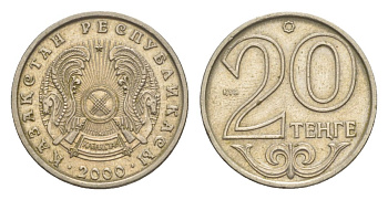 Казахстан 20 тенге 2000 KM 26 никель латунь 4632-158