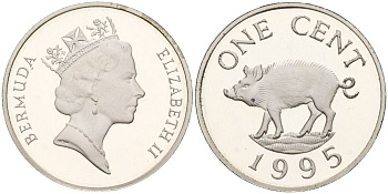 Бермудские острова 1 цент 1995 Елизавета II (1953-) KM 44b серебро PROOF 3711-111