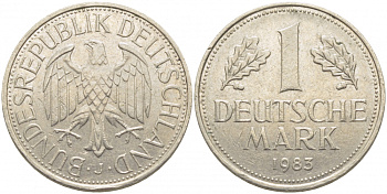 ФРГ 1 МАРКА 1983 J J.385, KM 110 медно-никель 3856-155