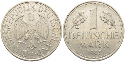 ФРГ 1 МАРКА 1983 J J.385, KM 110 медно-никель 3856-155