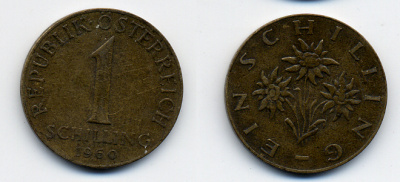 Австрия 1 шиллинг 1960 KM 2886 алюминиевая бронза 51-5141