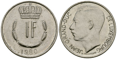 Люксембург 1 франк 1980 KM 55 медно-никель 4171-1115