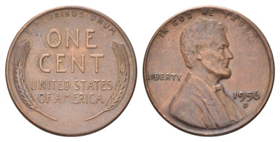 США 1 цент 1956 D, Авраам Линкольн KM 132 бронза 4668-939