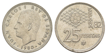 Испания 25 песет 1980 (82) M, Хуан Карлос I (1975-2014) KM 818 медно-никель 4616-847