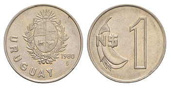 Уругвай 1 новый песо 1980 год-тип KM 74 медно-никель aUNC 4656-943