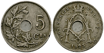 Бельгия 5 сантимов 1923 Belgie KM 67 медно-никель 4173-254