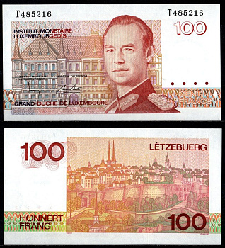 Люксембург 100 франков 1993 великий герцог Жак, вид города, серия T Pick 58 b бумага UNC (пресс) 8603-25-2-1
