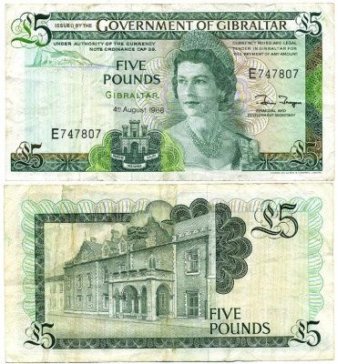 ГИБРАЛТАР 5 ФУНТОВ 1988 Pick21 b бумага 3295-22-2