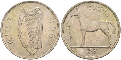 Ирландия 1/2 кроны 1963 лошадь KM 16а медно-никель aUNC 4583-446