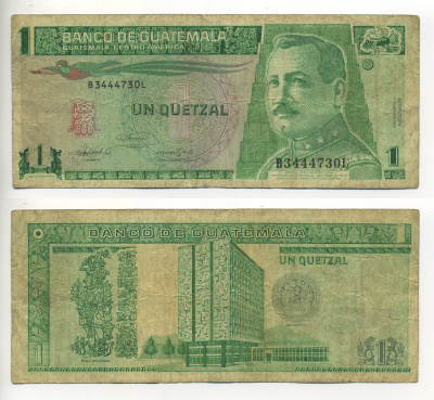 Гватемала 1 кетсаль 1992 14 февраля 1992, генерал Хосе Мария Ореллано, президент Гватемалы (1921-1926) Pick 73 d бумага 7548-68-2