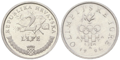 Хорватия 2 липы 1996 XXVI летние Олимпийские Игры, Атланта 1996 KM 36 алюминий  UNC  105-848