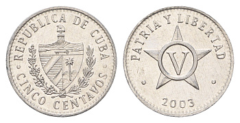 Куба 5 сентаво 2003 KM 34 алюминий UNC 4674-734
