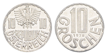 Австрия 10 грошей 1978 KM 2878 алюминий UNC 4528-455