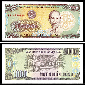 Вьетнам 1000 донгов 1988 Pick 106 a бумага UNC (пресс) 7204-62-1-2