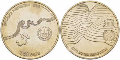 ПОРТУГАЛИЯ 2 1/2 ЕВРО 2008 ВИНОДЕЛЬЧЕСКИЙ РАЙОН АЛЬТО ДУРО медно-никель UNC 4512-643