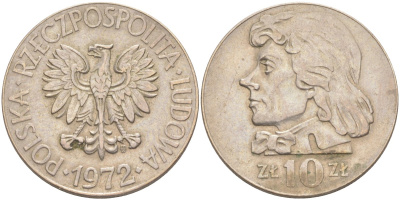 Польша 10 злотых 1972 MW, Тадеуш Костюшко KM 50а медно-никель 3855-1141