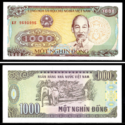 Вьетнам 1000 донгов 1988 Pick 106 a бумага UNC (пресс) 7204-62-1-2