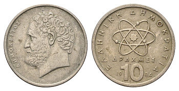 Греция 10 драхм 1984 Демокрит KM 132 медно-никель 4707-522