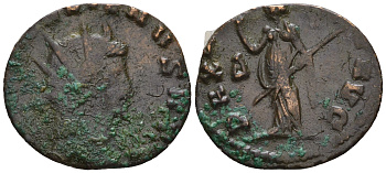 Римская Империя антониниан 266 Галлиен, GALLIENVS AVG, бюст императора / PAX AVG, Пация, персонификация Мира, Сисция RIC 575 биллон 1073-25-35