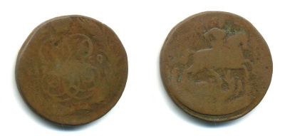 РОССИЯ 1 КОПЕЙКА 1759 медь 61-444