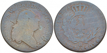 Польша, Южная Пруссия 1 ГРОССУС 1796 В, Фридрих Вильгельм II Прусский (1786-1797) KM 3 медь 4539-935