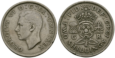 Великобритания 2 шиллинга (флорин) 1949 Георг VI (1936-1952) KM 878, Spink 4107 медно-никель 4137-345