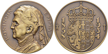 НИДЕРЛАНДЫ МЕДАЛЬ ND КОРОЛЕВА НИДЕРЛАНДОВ ЭММА (1858-1934), ДИАМЕТР 50 ММ. 01-167-21