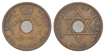 Нигерия 1 пенни 1959 KM 2 бронза 4595-315