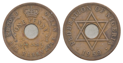 Нигерия 1 пенни 1959 KM 2 бронза 4595-315