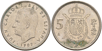 Испания 5 песет 1989 Хуан Карлос I (1975 - 2014) KM 823 медно-никель 4155-742