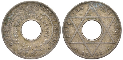 Британская Западная Африка 1/10 пенни 1942 Георг VI KM 20 медно-никель 25-1824