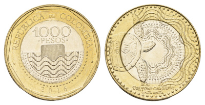 Колумбия 1000 песо 2016 KM 299 биметалл UNC 4165-331
